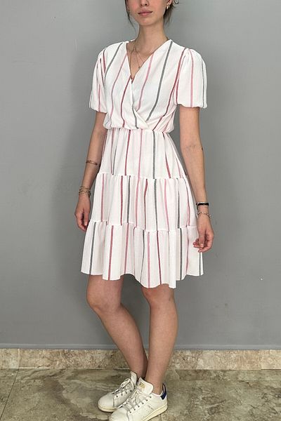 Tam Moda Rochie de damă kilos cu dungi de culoare albă
