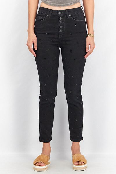 The Kooples Women Regular Fit Textured Stretchable Jeans, Black