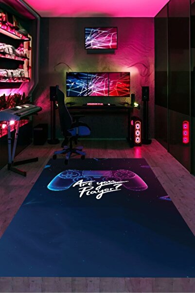 YTR HOME Dijital Baskı Yıkanabilir Kaymaz Taban Gamer Halısı Genç Odası Oyunc...
