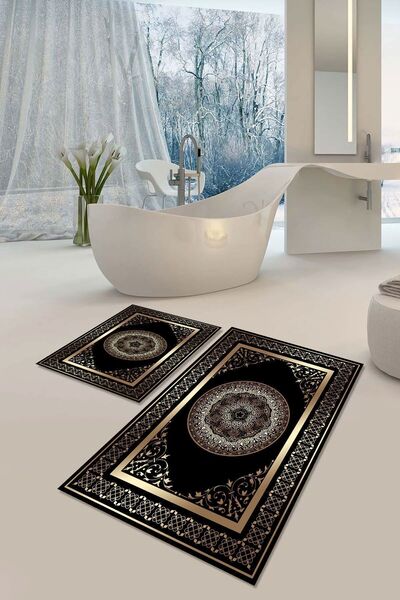 YTR HOME Αντιολισθητική βάση που πλένεται με προστασία από λεκέδες σε σκόνη Σετ 2 Σετ πατάκι μπάνιου λεκάνης τουαλέτας