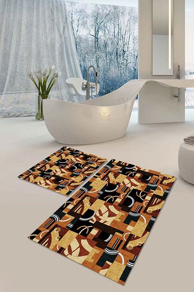YTR HOME Αντιολισθητική βάση που πλένεται με προστασία από λεκέδες σε σκόνη Σετ 2 Σετ πατάκι μπάνιου λεκάνης τουαλέτας