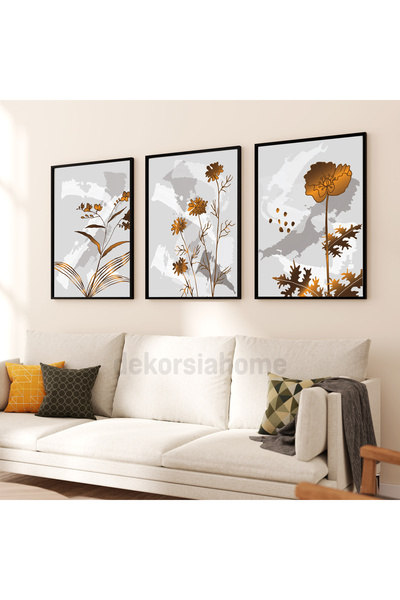 Dekorsiahome 3 piese tablou cu ramă din lemn Cakarta