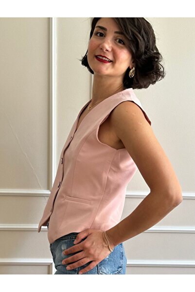 nidistore Women's Powder Pink Short Vest