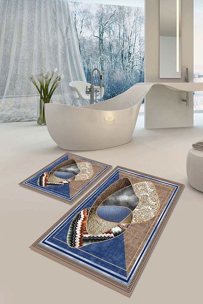 YTR HOME Set de 2 cuve de toaletă Set de covorașe de baie, cu bază anti-alunecare, lavabilă, rezistentă la pete de praf