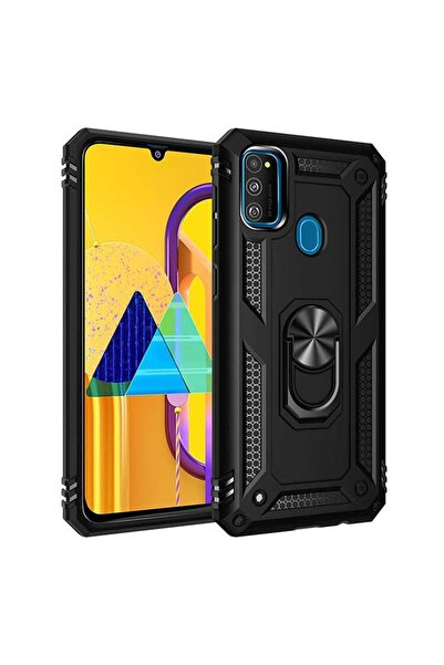ZM STORE Samsung Galaxy M21 / M30s Uyumlu Kılıf Zore Vega Tank Yüzüklü Standl...
