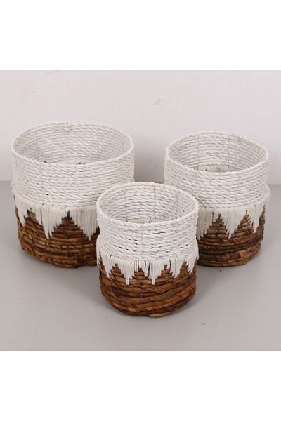 Mylamp Didim Natural Abaca Set of 3 Flower Pot & Storage Organization