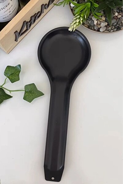 Hilamingo Home Paslanmaz metal siyah tezgah üstü kirli kaşıklık, kaşık altlığı