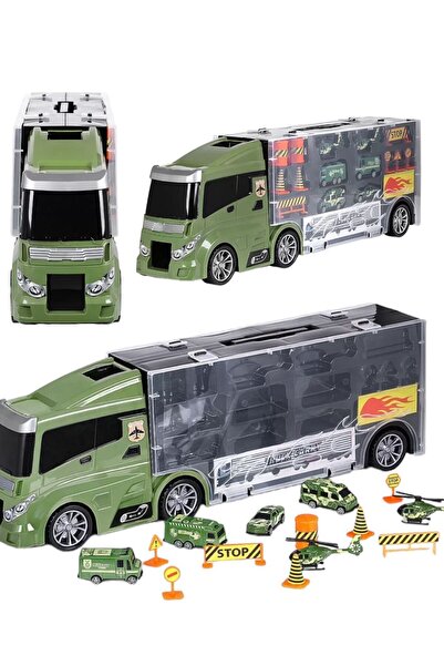 BYCEGU مركبة عسكرية مع معدات مرورية بطول 59 سم شاحنة لعبة شاحنة مع حقيبة حمل