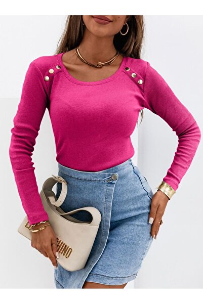 AYKO MODA Uzun Kollu Düğmeli Crop