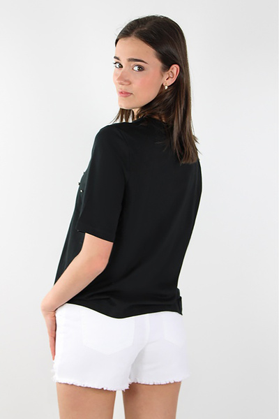 ONLY Onljulia μαύρο μπλουζάκι - 100% βαμβάκι, λαιμόκοψη και πέτρα με λεπτομέρειες 15324847