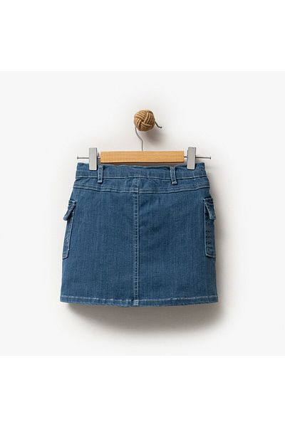 Overdo Fusta din denim pentru fete - Detaliu broderie florală