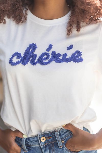 ONLY Onllucia Women's T-Shirt - Text Detail, Short Sleeve, 100% Cotton, Ecru 15324070