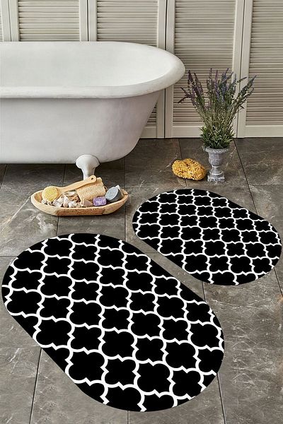 YTR HOME Set de 2 vase de toaleta Set de covorașe de baie lavabile cu bază anti-alunecare rezistentă la praf și pete