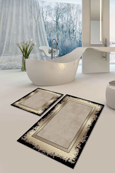 YTR HOME Set de 2 cuve de toaletă Set de covorașe de baie, cu bază anti-alunecare, lavabilă, rezistentă la pete de praf