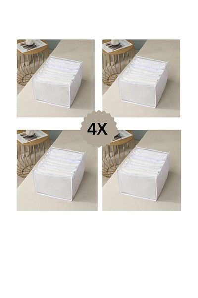 YELLOW STARY HOME DECOR (4 PCS) Cabinet & Drawer Organizer Accordion L Size White