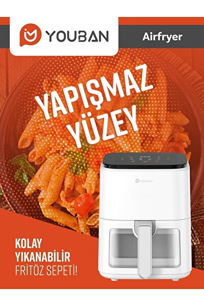 Youban Air Fryer 3.5l Camlı Beyaz Fritöz
