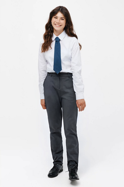 OKULCUBABA Devojčice Sive Visok struk tkana tkanina Obične školske pantalone ...