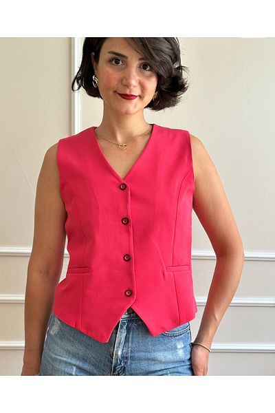 nidistore Women's Candy Pink Short Vest