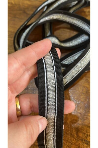 Gönülden Tasarım Accesoriu de cusut cu dungi argintii elastice de 2 cm - 1 metru