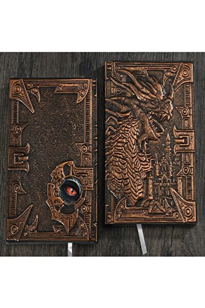 Debug Gift Copper Dragon Embossed Leather Notebook 3D