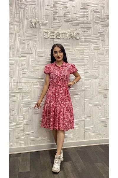 My Destino Viscose Short Sleeve Floral Print Dress