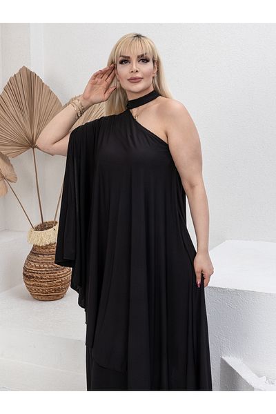 ViolettaXL Stretchy Sandy Set - Plus Size, γιακάς με έναν ώμο και λεπτομέρεια ταινίας