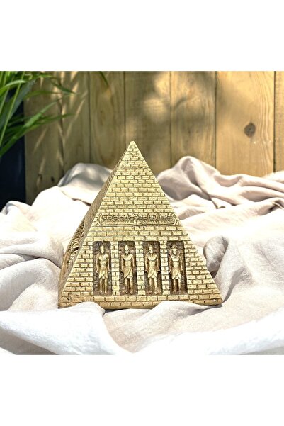 EYAZ BETON DEKOR Mısır Piramit Beton Obje-ev Dekorasyon-hediyelik-biblo-tütsü...