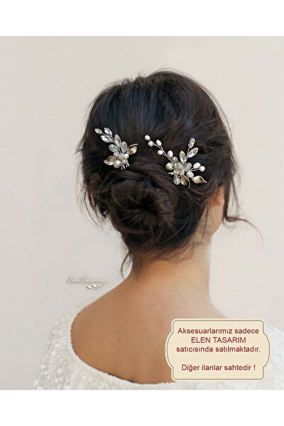 Elen Tasarım Σετ 2 τεμαχίων αξεσουάρ μαλλιών με πέρλες και φύλλα. Μίνι χτένα ...