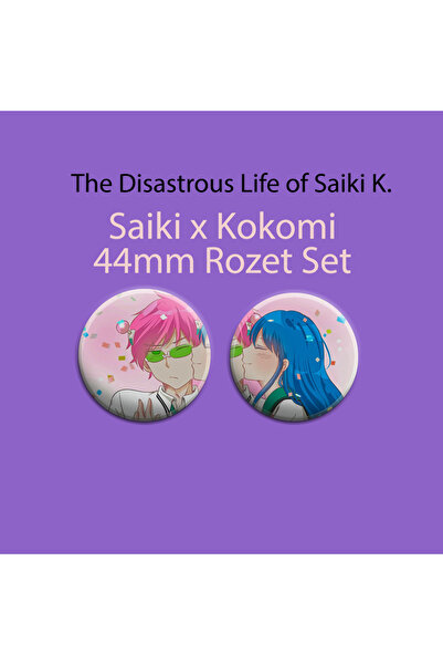 Akumastik Saiki Kusuo no Psi-nan 2 Adet 44mm buton rozet -  Anime rozet