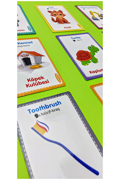 Schmülzer Türkçe İngilizce Telaffuzlu -  Visual Activity Cards - İlk 64 Kelimem (1-5 yaş)