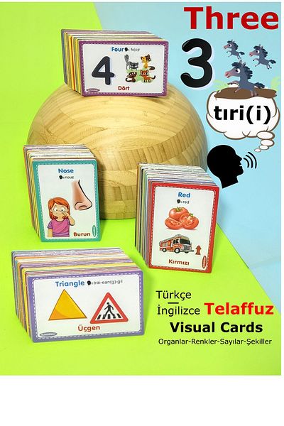 Schmülzer Educational Activity Card with Turkish English Pronunciation for 1-10 Years - Organs, Colors, Shapes, Numbers