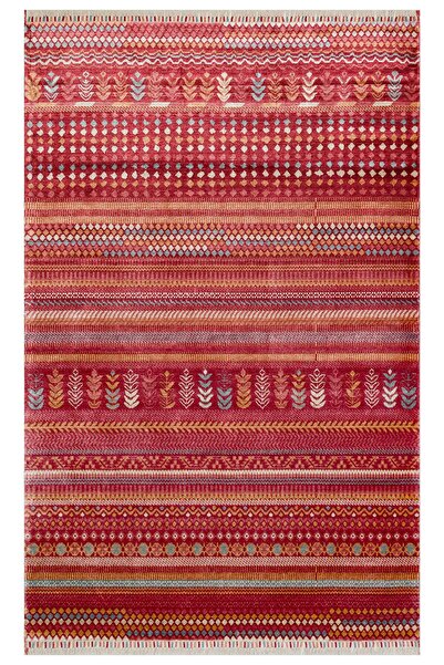 Eko Halı Zara Zr 19 Red Multy Otantik Desenli El Emeği Ile Özel Tezgahlarda Ü...