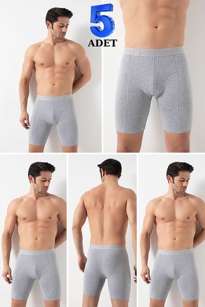 DONEX Men's Long Leg Lycra Fabric 5-Piece Boxers