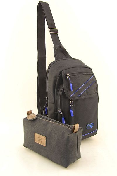 SEVENTEEN Geantă crossbody cu curea impermeabilă cu dungi albastre negre 4926 - Geantă mică cadou