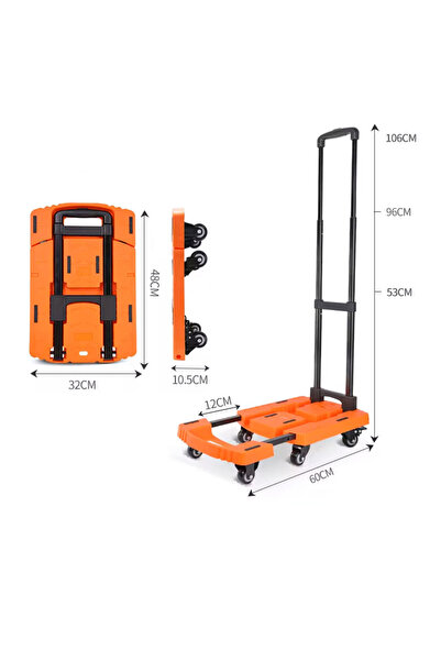 BALATLI 6 Tekerlekli Ayarlanabilir Ve Katlanabilir Paket Koli Taşıma Arabası 200 Kg - Turuncu