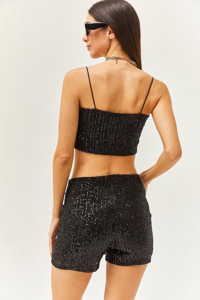 Thil Women's Sequin Embroidered Capped Shorts Skirt 2428-THL