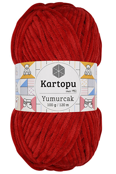 Kartopu K.artopu Yumurcak Βελούδινο Νήμα Πλεξίματος στο χέρι Κόκκινο K126