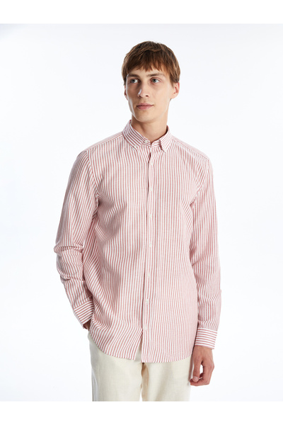 LC Waikiki Чоловіча сорочка з попліну в смужку з довгим рукавом