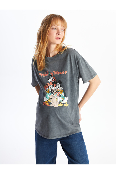 LC Waikiki Těhotenské tričko Mickey Mouse s potiskem Crew Neck - Krátký rukáv