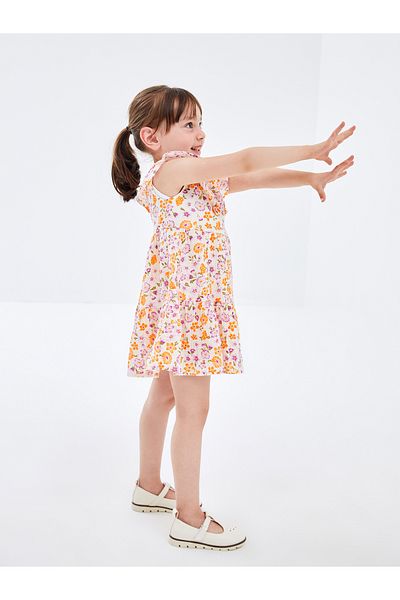 LC Waikiki Floral Print Square Neck Sleeveless Dress for Baby Girl