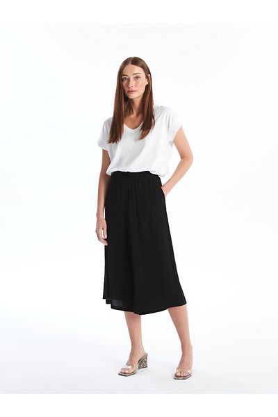 LC Waikiki Women's Capri with Wide Leg and Elastic Waist
