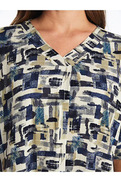 LC Waikiki Dámské šaty s krátkým rukávem s výstřihem do V