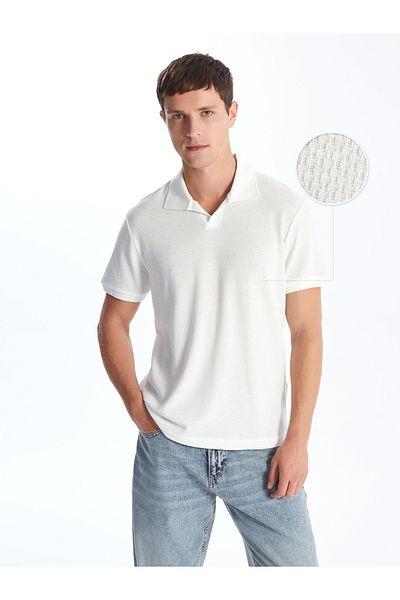 LC Waikiki Strukturiertes Kurzarm-T-Shirt mit Polokragen für Herren