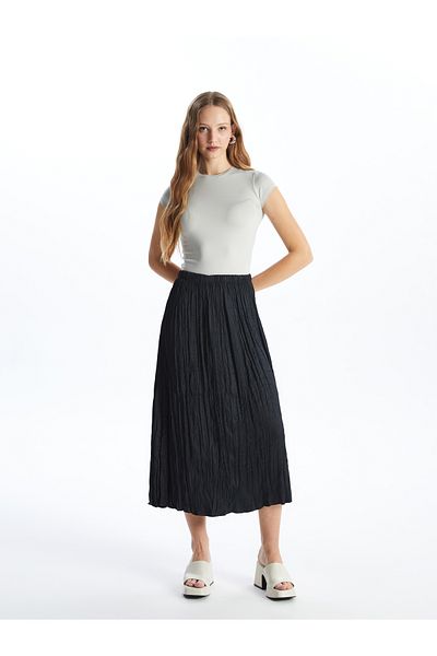 LC Waikiki Women's Pleated Skirt - Elastic Waist