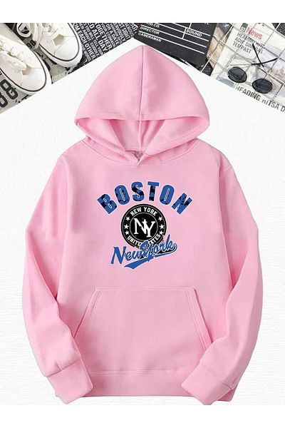 BENROMA Φούτερ με κουκούλα με κουκούλα ροζ Boston