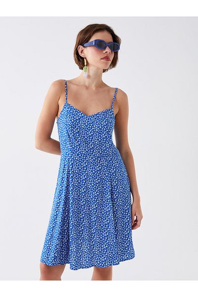 LC Waikiki Γυναικείο φόρεμα με λουράκι με μοτίβο Sweetheart