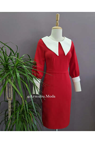 YAKALI TASARIM ELBİSEM0050