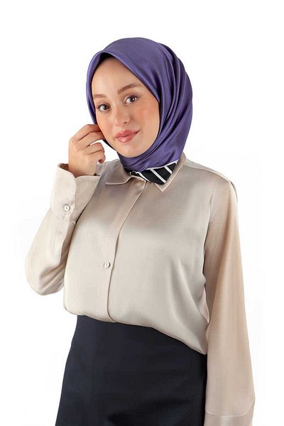 Bursa İpek Μωβ Twill Silk Scarf - Μοτίβο ρίγες