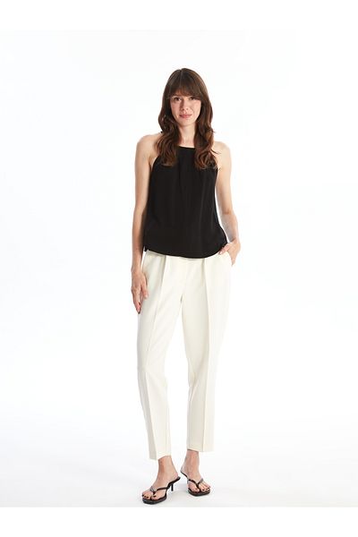 LC Waikiki Linen Blended Halter Neck Women's Blouse