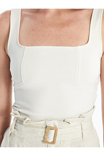 LC Waikiki Dámský Crop - čtvercový límec, rovná ramínka